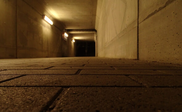View of a tunnel underneath a train station